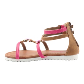 American Club Sandales gladiateur chaussures pour enfants sur la fermeture éclair rose américaine brun blanche 2 American Club Sandales gladiateur chaussures pour enfants sur la fermeture éclair rose américaine brun blanche 2