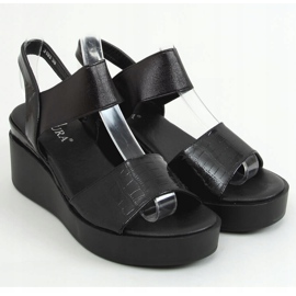 Sandales noires à talon compensé 3193 Noir le noir 2