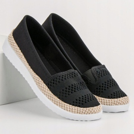 SHELOVET Espadrilles textiles noir 1