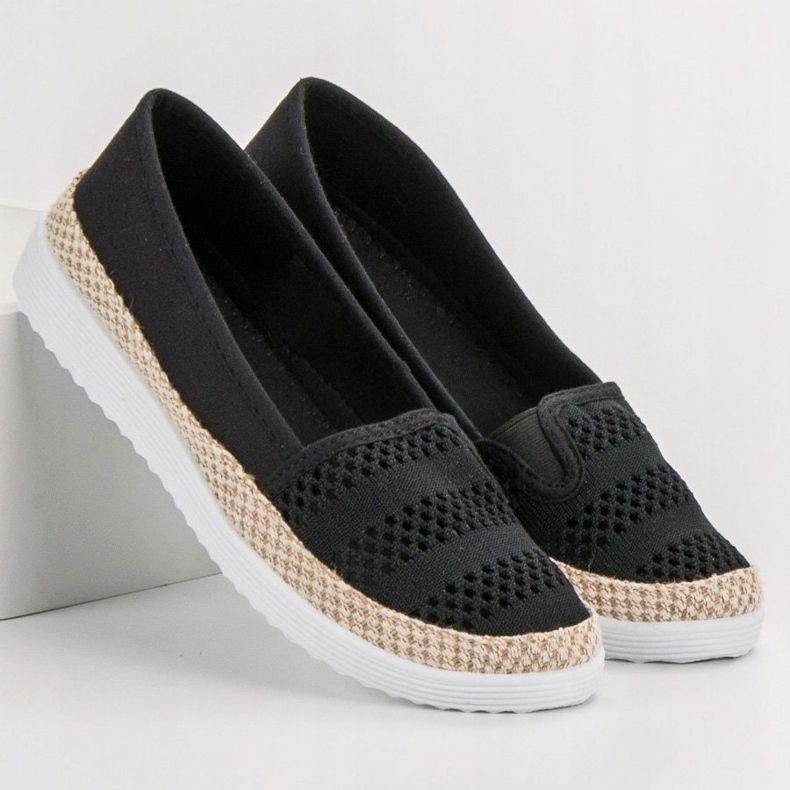 SHELOVET Espadrilles textiles noir 1