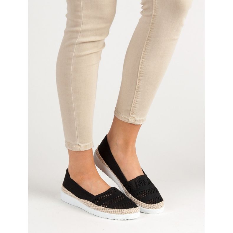 SHELOVET Espadrilles textiles noir 2