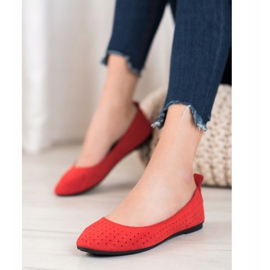 SHELOVET Ballerines ajourées rouge 1