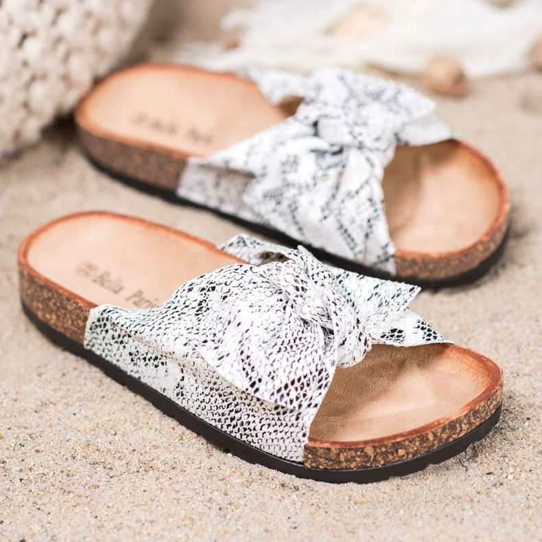 Bella Paris Pantoufles à imprimé serpent gris 1