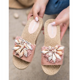 Seastar Des tongs à la mode avec des coquillages rose 1