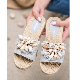 Seastar Des tongs à la mode avec des coquillages gris 1