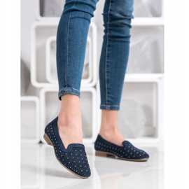 Filippo Cuir Lords Avec Cubic Zirconia bleu marine 1