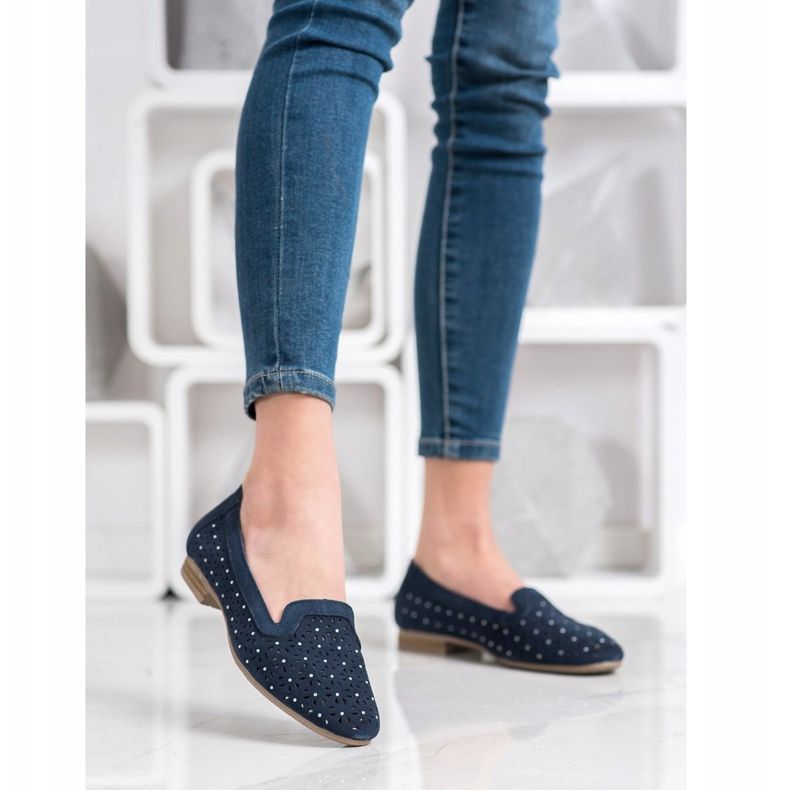 Filippo Cuir Lords Avec Cubic Zirconia bleu marin 1