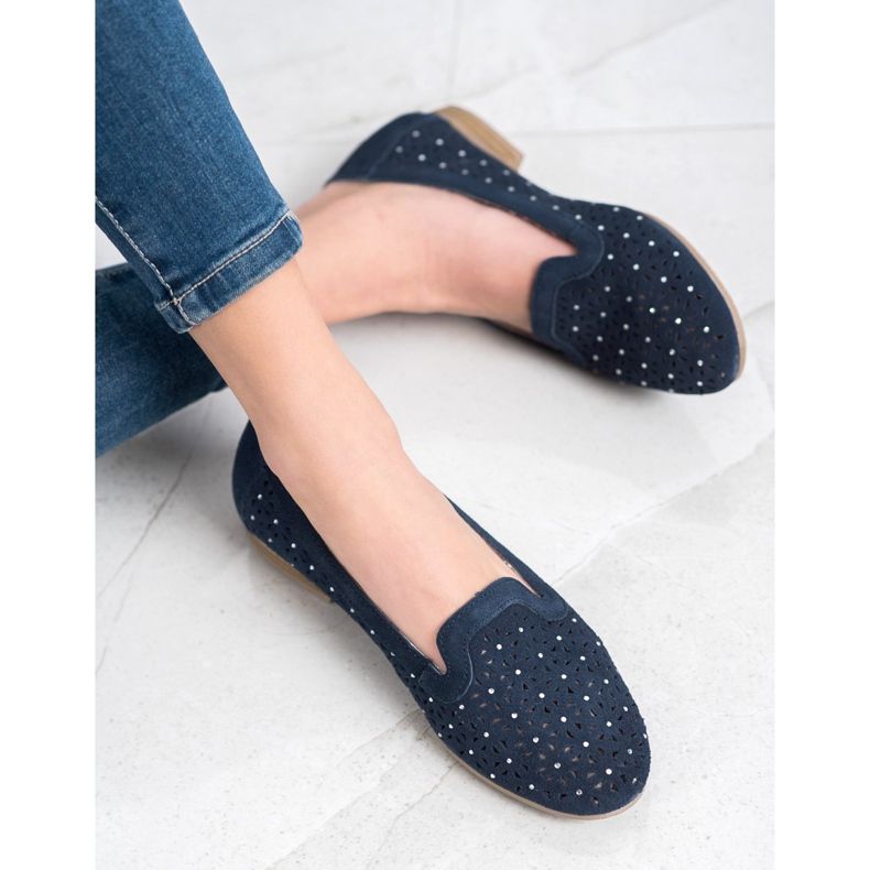 Filippo Cuir Lords Avec Cubic Zirconia bleu marin 2