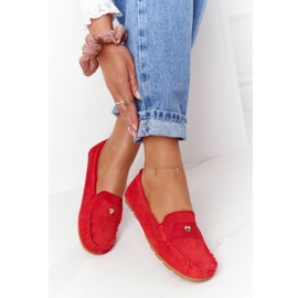S.Barski Mocassins en daim pour femmes de S. Bararski Red rouge 1