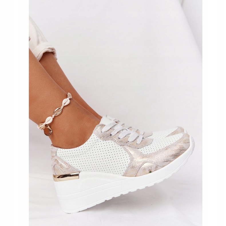 Sneakers En Cuir On Wedge S.Barski Blanc-Or doré 2