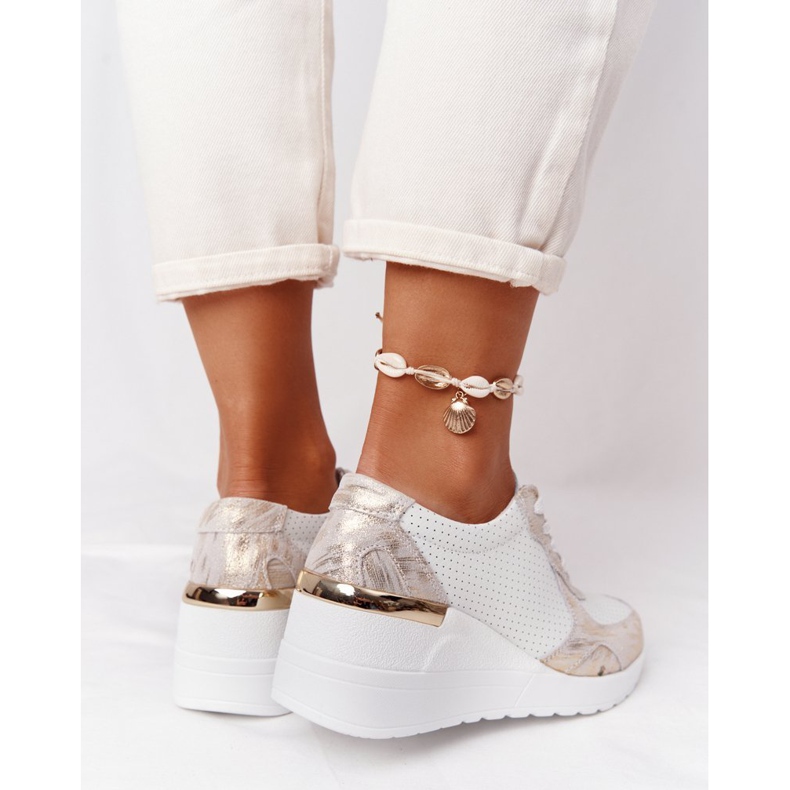 Sneakers En Cuir On Wedge S.Barski Blanc-Or doré 1