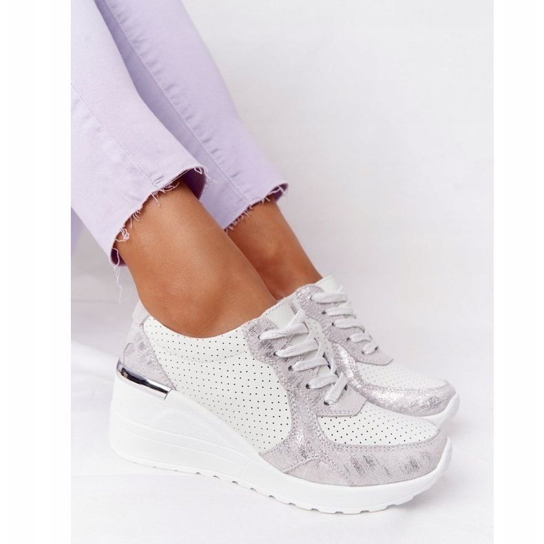 S.Barski Baskets Compensées En Cuir S. Barki Blanc-Argent blanche 1