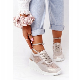 Baskets Compensées En Cuir Avec Maille S.Barski Doré 2