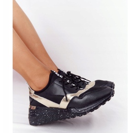 Baskets Compensées En Cuir S.Barski Noir et Or 1