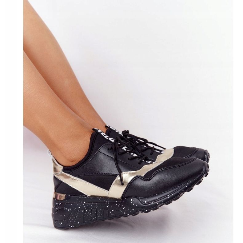 Baskets Compensées En Cuir S.Barski Noir et Or le noir 1