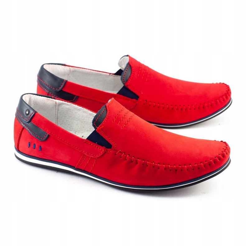 KOMODO Mocassins cuir homme 876 rouge bleu marine 1