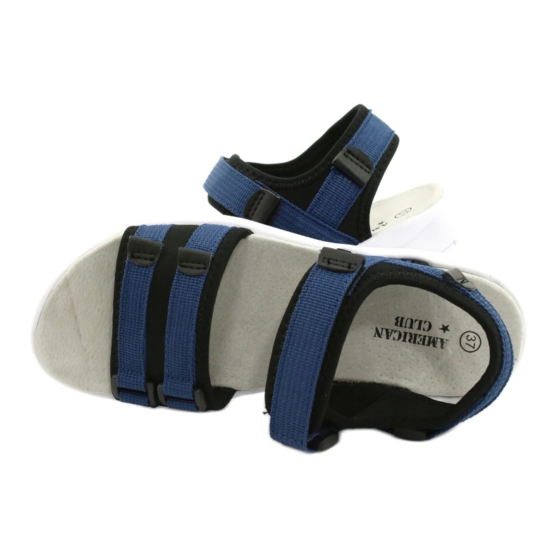 American Club Sandales sportives pour femmes insert en cuir RL45 / 21 noir et bleu marine 4