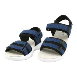 American Club Sandales sportives pour femmes insert en cuir RL45 / 21 noir et bleu marine 1