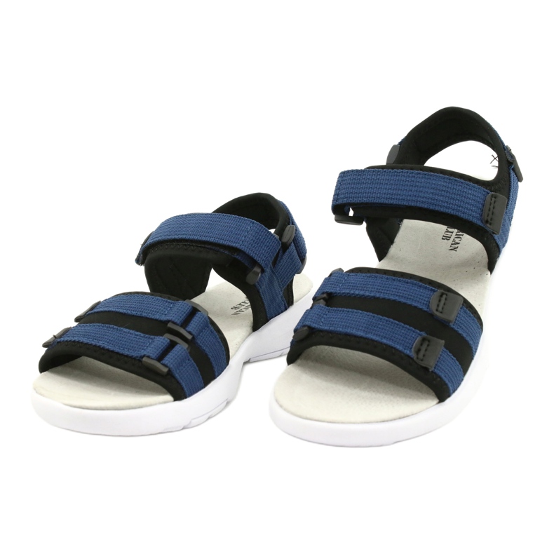 American Club Sandales sportives pour femmes insert en cuir RL45 / 21 noir et bleu marine 1