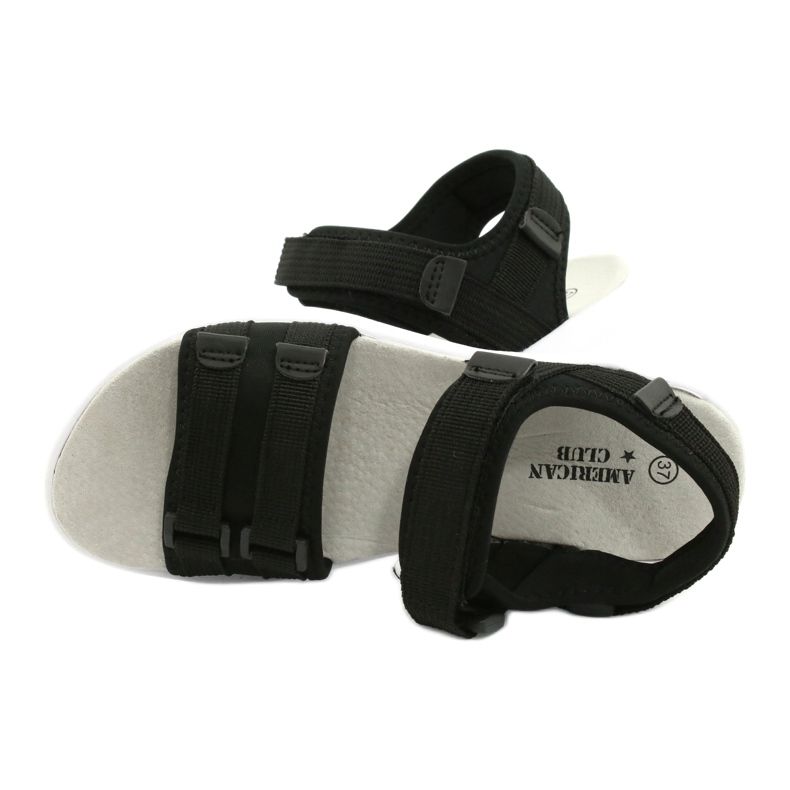 American Club Sandals pour femmes Sports En cuir insert rl45 / 21 noir le noir 4