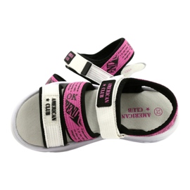 American Club Sandales de sport pour enfants Semelle intérieure en cuir RL29/21 Noir-Fuxia blanc 4