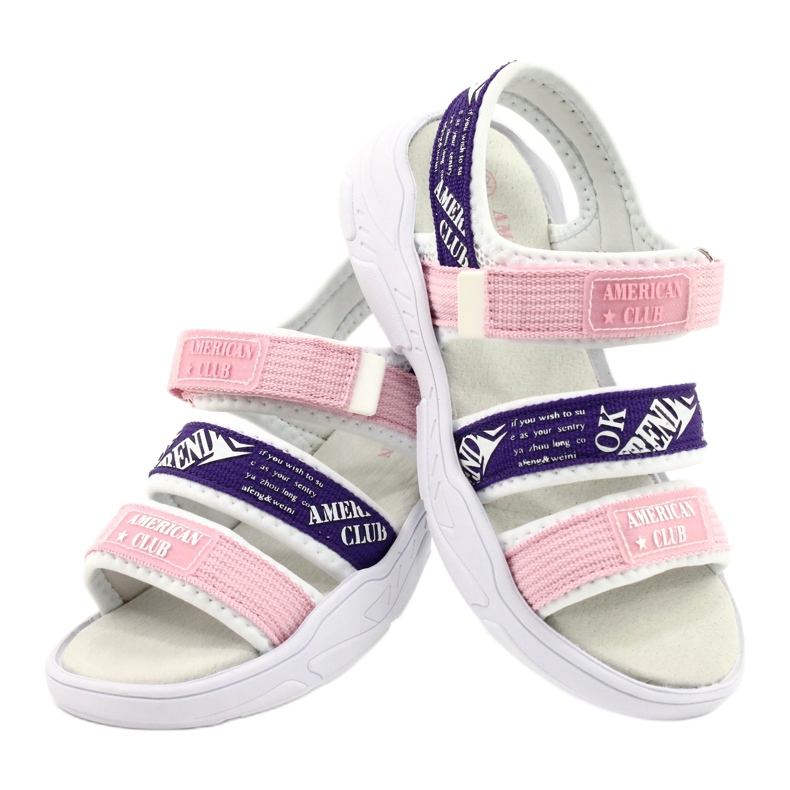 American Club Sandales de sport Semelle intérieure en cuir RL29/21 Rose et violet 3