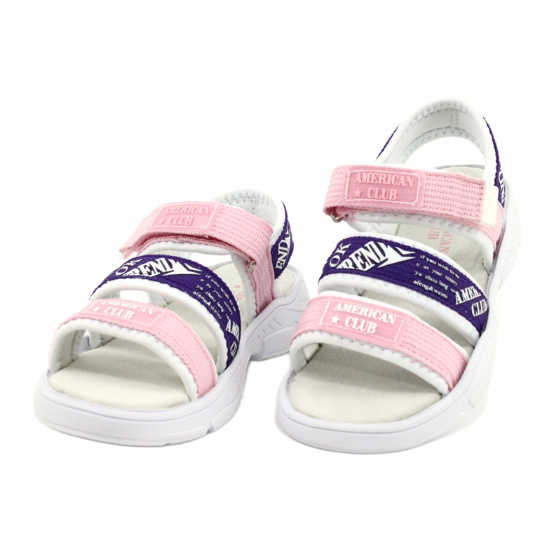 American Club Sandales de sport Semelle intérieure en cuir RL29/21 Rose et violet 1