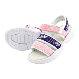 American Club Sandales de sport Semelle intérieure en cuir RL29/21 Rose et violet 2