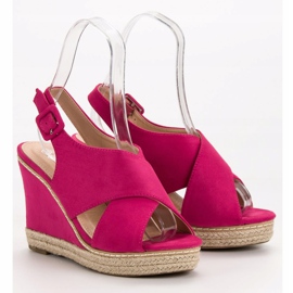 Anesia Paris Sandales compensées en daim rose 1