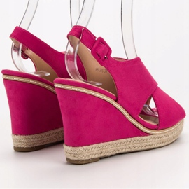 Anesia Paris Sandales compensées en daim rose 6