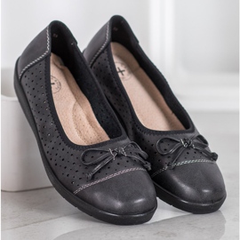 SHELOVET Ballerine Ajourée Sur Paltform noir 1