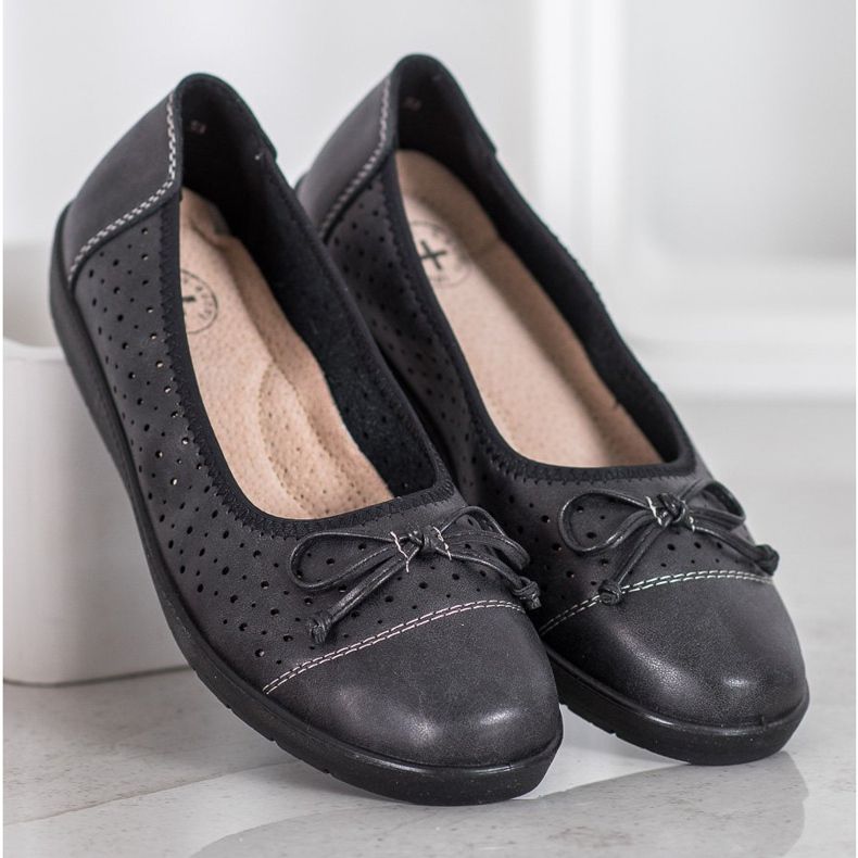 SHELOVET Ballerine Ajourée Sur Paltform noir 1