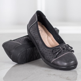 SHELOVET Ballerine Ajourée Sur Paltform noir 2