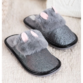 Bona Pantoufles À Paillettes Avec Dommages gris 1