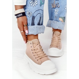 Baskets Hautes Femme Sur Une Grande Semelle Marron Clair Trissy brun 2