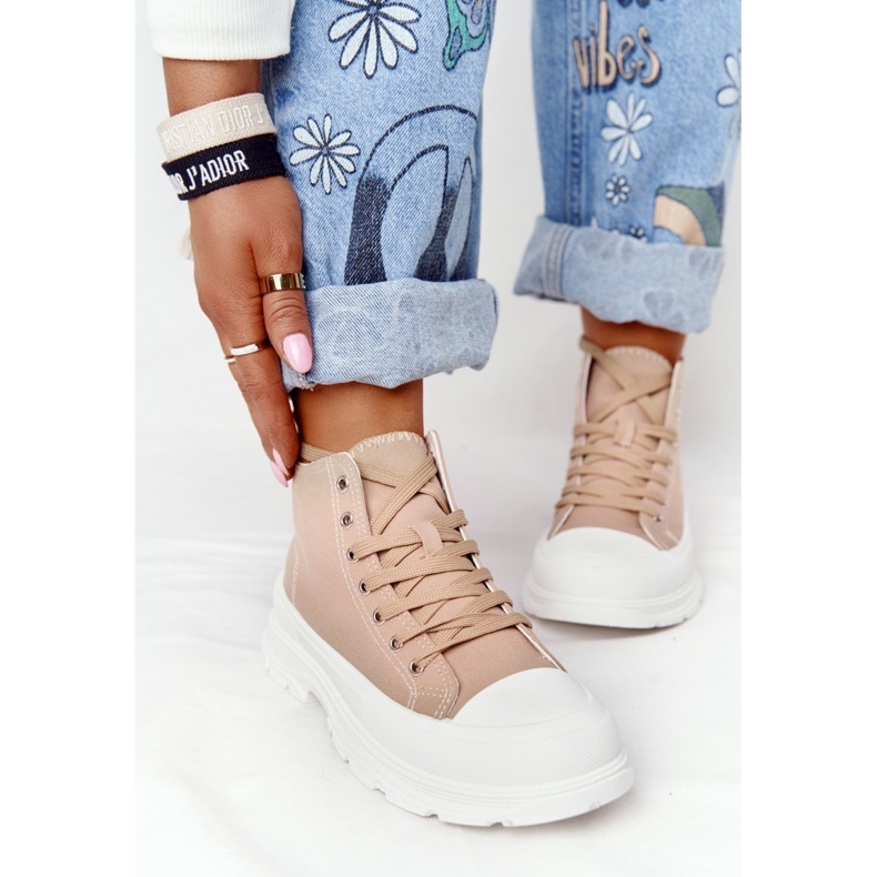 Baskets Hautes Femme Sur Une Grande Semelle Marron Clair Trissy brun 2 Baskets Hautes Femme Sur Une Grande Semelle Marron Clair Trissy brun 2