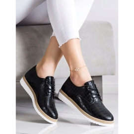 SHELOVET Chaussures noires à imprimé serpent 2