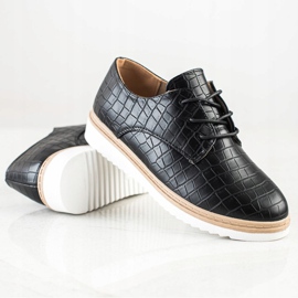 SHELOVET Chaussures noires à imprimé serpent 1