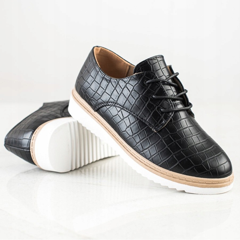 SHELOVET Chaussures noires à imprimé serpent le noir 1