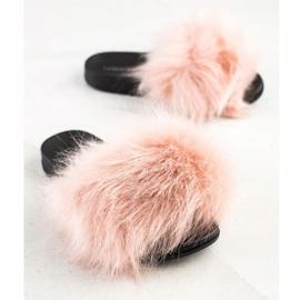 SHELOVET Pantoufles Élégantes Avec Fourrure rose 1