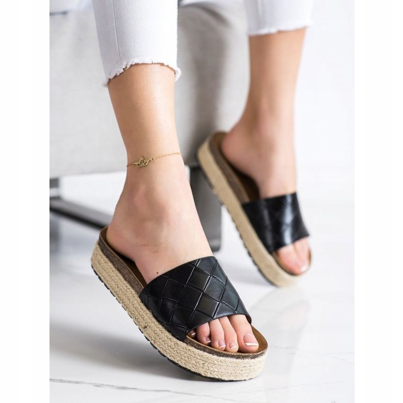 SHELOVET Pantoufles Sur La Plateforme le noir 2