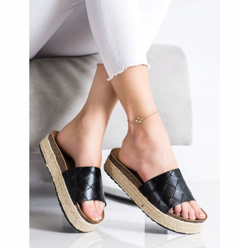 SHELOVET Pantoufles Sur La Plateforme le noir 1