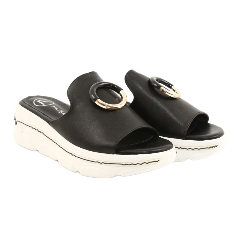 Filippo Chaussons confortables sur la plateforme FILI PPO DK2318 / 21 BK noir doré 4