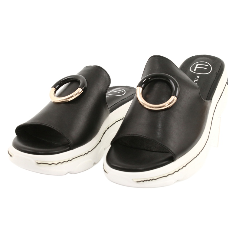 Filippo Chaussons confortables sur la plateforme FILI PPO DK2318 / 21 BK noir doré 1
