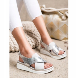 Sandales confortables sur la plateforme Sergio Leone SK029 argent gris 1