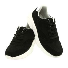 Filippo Chaussures de sport en cuir en daim pour femmes noires DP2156 / 21 le noir 3