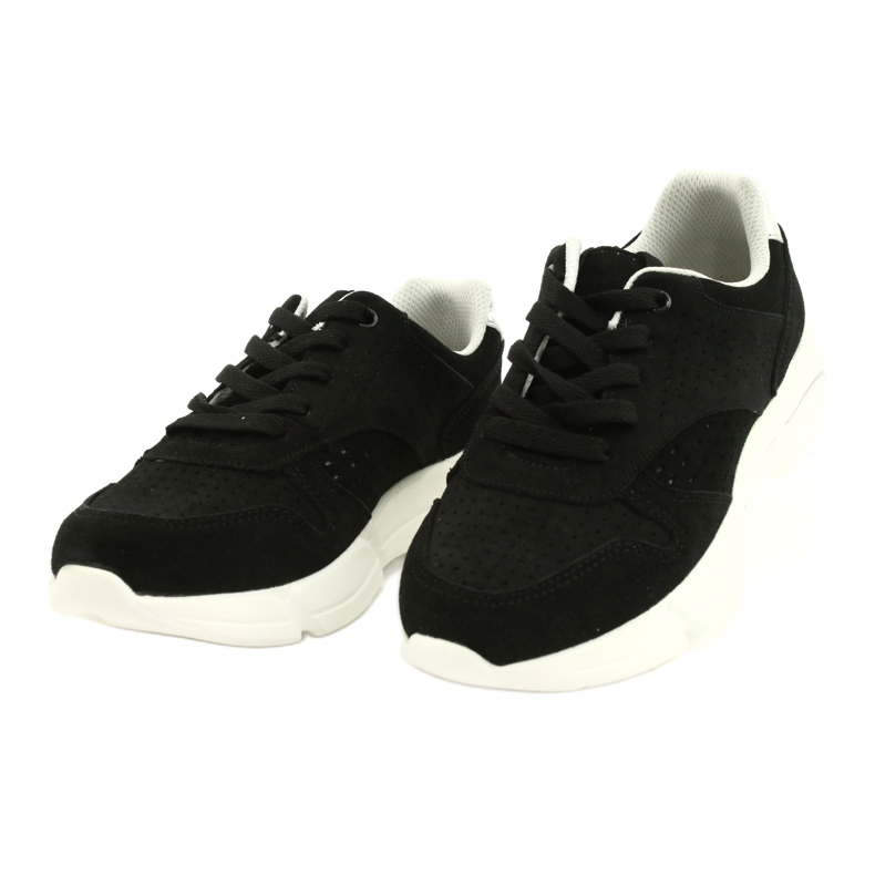 Filippo Chaussures de sport en cuir en daim pour femmes noires DP2156 / 21 1