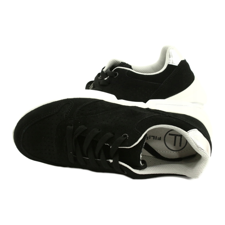 Filippo Chaussures de sport en cuir en daim pour femmes noires DP2156 / 21 4