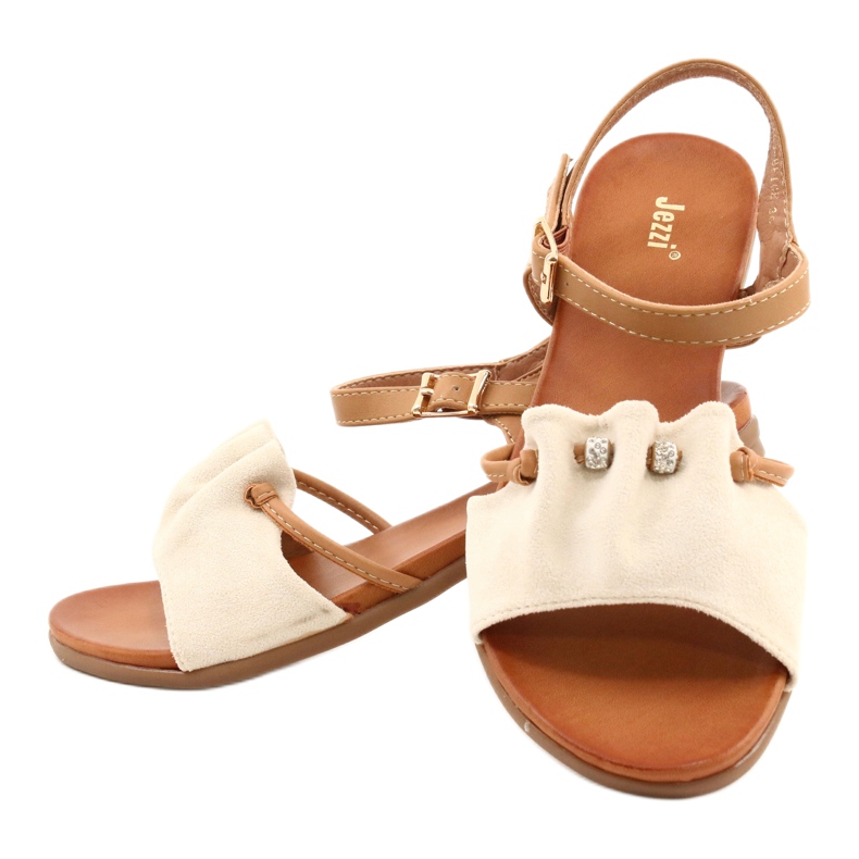 Sandales pour femmes avec zircone cubique JEZZI 21SD35-3520 beige brun 4