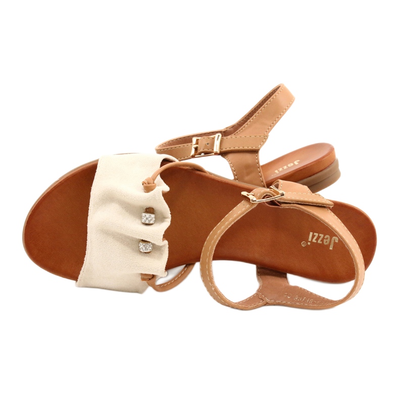 Sandales pour femmes avec zircone cubique JEZZI 21SD35-3520 beige brun 3